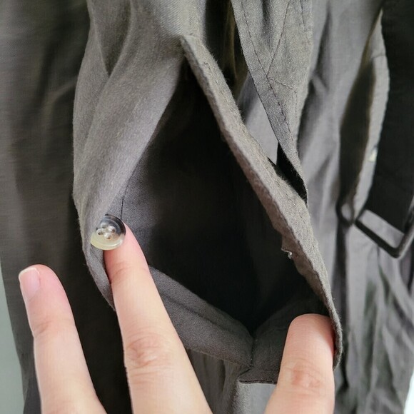 Theory Brown Button Front Sleeveless Linen Belted Pleated Back Midi Dress Size 8 - Picture 5 of 12